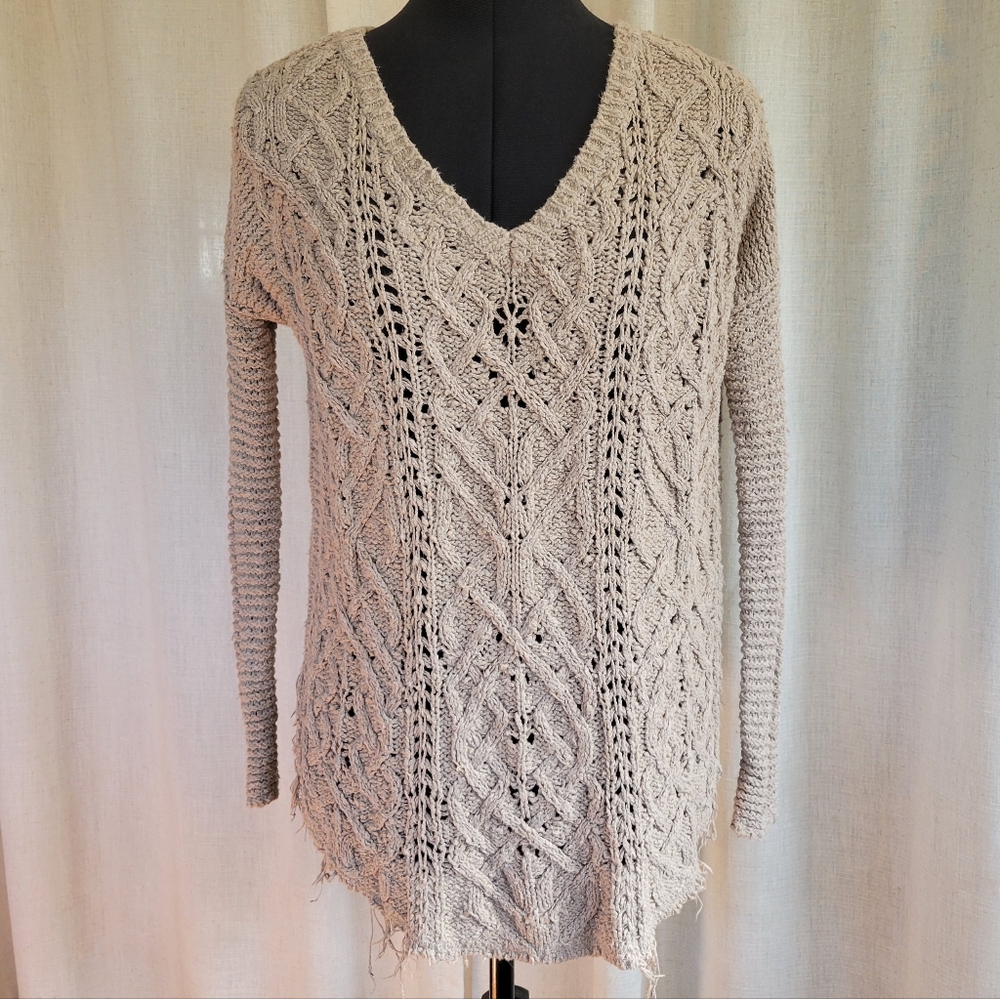 Free People Women's Cable Knit Sweater - Cream